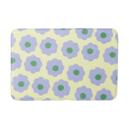 Preppy Blue Green Floral Einfaches Blume Muster Badematte