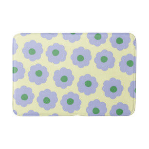 Preppy Blue Green Floral Einfaches Blume Muster Badematte