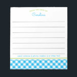 Preppy Blue & Green Script Gingham Lined Notepad Notizblock<br><div class="desc">Dieses Design weist ein Gingham-Muster in Preppy-Blau und Grün mit Zeilen zum Schreiben auf. Die Kollektion der Koordinationsprodukte ist in unserem Shop, zazzle.com/store/doodlelulu, erhältlich. Kontaktieren Sie uns, wenn Sie dieses Design auf ein bestimmtes Produkt angewendet haben, um Ihr eigenes einzigartiges Match oder Geschenk zu erstellen! Vielen Dank, dass Sie ein...</div>