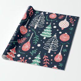Preppy Blue Holiday Print Weihnachten Geschenkpapier