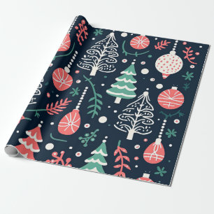 Preppy Blue Holiday Print Weihnachten Geschenkpapier