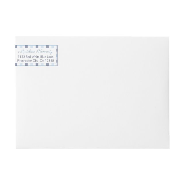 Preppy Blue Kariert Boy Baby Dusche Rücksendeadres (Vorderseite)