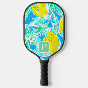 Preppy Blue Lemon Initial Pickleball Paddle