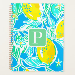Preppy Blue Lemon Muster Initial Planer