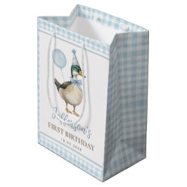 Preppy Blue One Lucky Duck 1. Geburtstag Party Mittlere Geschenktüte