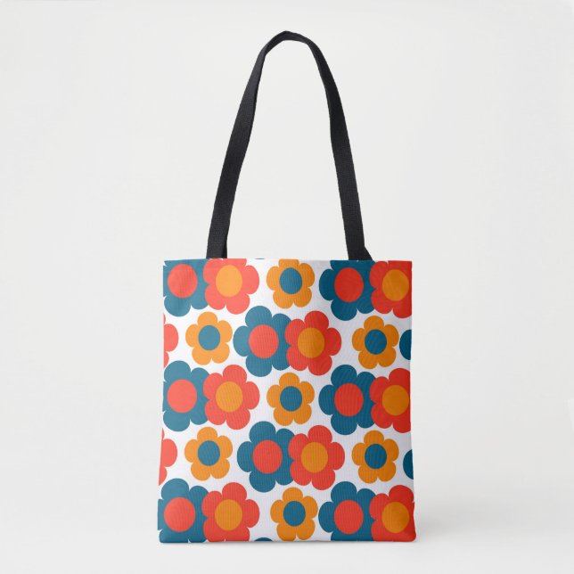 Preppy Blue Orange Hippie Blume Muster (Vorderseite)