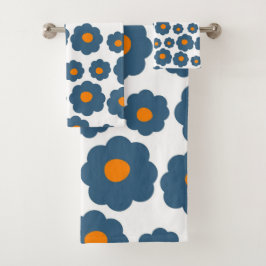 Preppy Blue Orange Hippie Blume Muster Badhandtuch Set