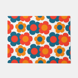 Preppy Blue Orange Hippie Blume Muster Fußmatte