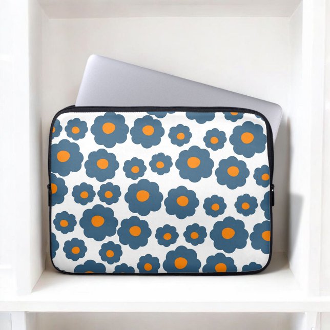 Preppy Blue Orange Hippie Blume Muster Notebook Sl Laptopschutzhülle (Von Creator hochgeladen)