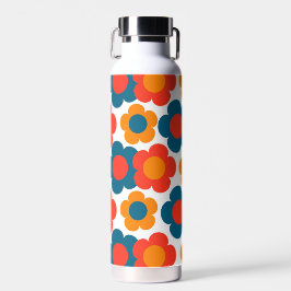 Preppy Blue Orange Hippie Blume Muster Trinkflasche