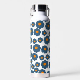 Preppy Blue Orange Hippie Blume Muster Trinkflasche