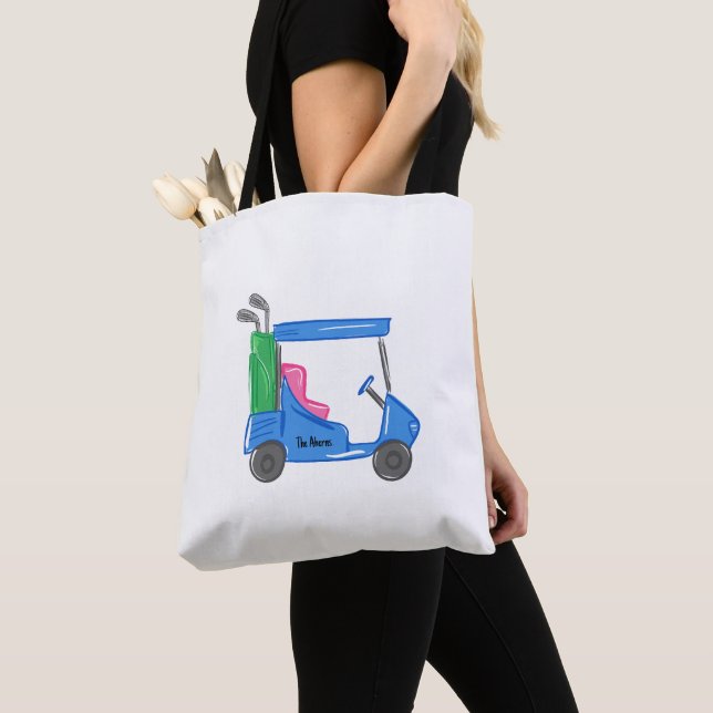 Preppy Blue Personalisiert Golf Cart Toag (Von Nahem)