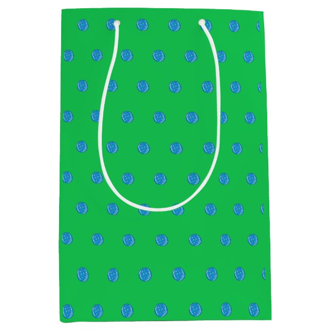Preppy Blue Pickleball Green Initial Mittlere Geschenktüte (Vorderseite)