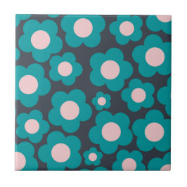 Preppy Blue Pink Hippie Blume Muster Fliese