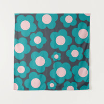 Preppy Blue Pink Hippie Blume Muster