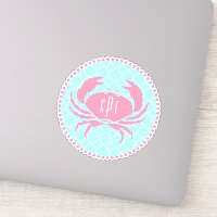 Preppy Blue Pink Monogram Quatrefoil Kran