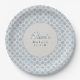 Preppy Blue Plaid Baby Shower Pappteller