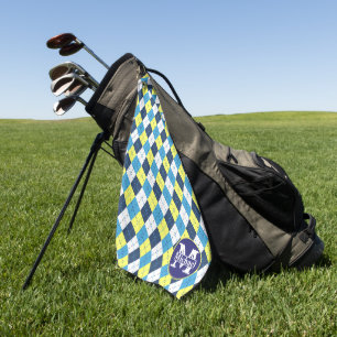 Preppy Blue Raspberry Lemon Raute Mit Monogramm Golfhandtuch