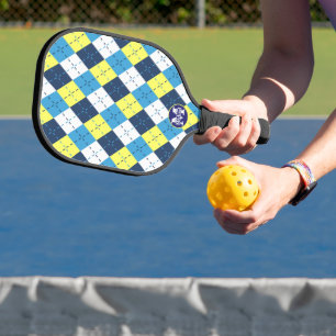 Preppy Blue Raspberry Lemon Raute Mit Monogramm Pickleball Schläger