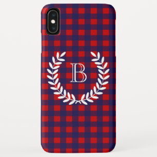 Preppy Blue & Red Buffalo Kariert Monogramm Case-Mate iPhone Hülle