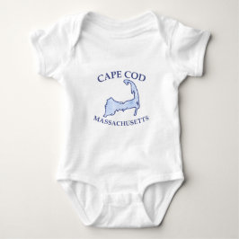 Preppy Blue Striped Cape Cod Silhouette Baby Strampler