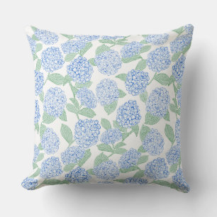 Preppy Blue und Green Hydrangeas Kissen