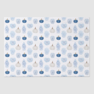 Preppy Blue und White Pumpkins Ginger Jars Fall Seidenpapier