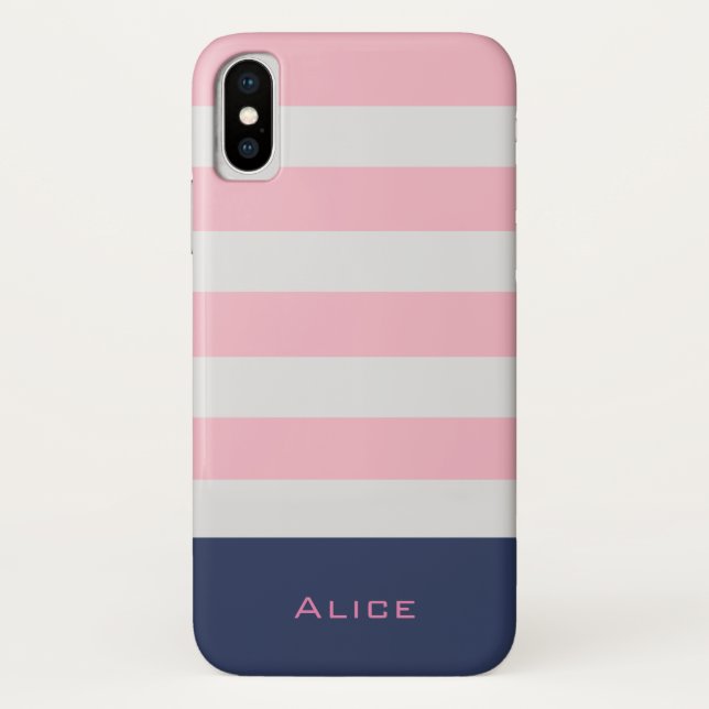 Preppy Blush Monogram iPhone Case (Rückseite)