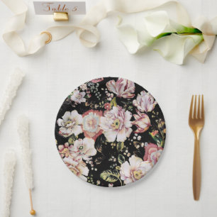 Preppy-bohemian Landhaus-Mädchen-chic schwarze Blu Pappteller