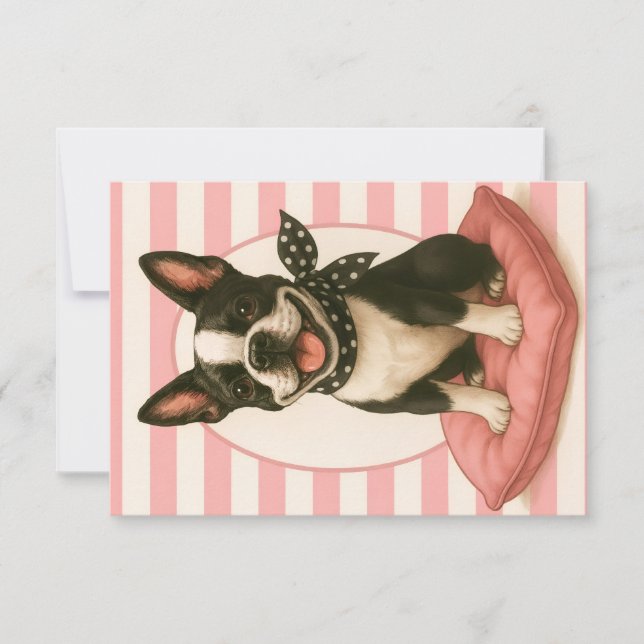 Preppy Boston Terrier Einladung (Vorderseite)