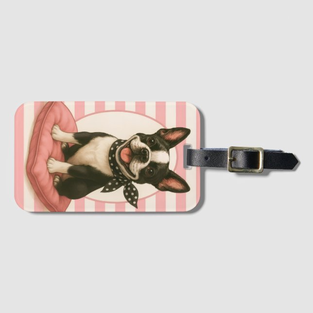 Preppy Boston Terrier Gepäckanhänger (Vorderseite (Horizontal))
