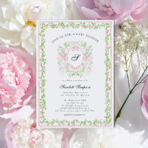 Preppy-Botanik-Rosette-Monogramm-Baby-Shower