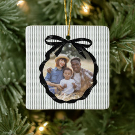 Preppy Bow Frame Pine Foto Keramikornament