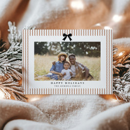 Preppy Bow Gingerbrot Stripe Foto Feiertagskarte