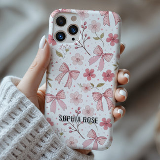 Preppy Bow Muster Personalisiert Name iPhone Case