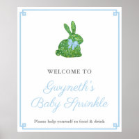 Preppy Boxwood Rabbit Boy Baby Sprinkle Empfang