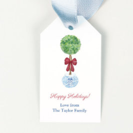 Preppy Boxwood Red Green Blue Happy Holidays Geschenkanhänger