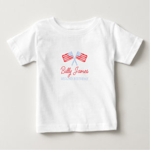 Preppy Boys Red White & Two Patriotic Birthday Baby T-shirt