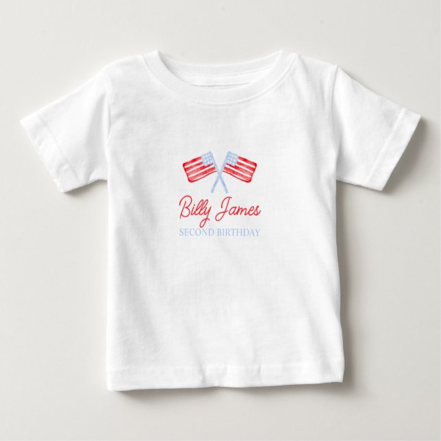 Preppy Boys Red White & Two Patriotic Birthday Baby T-shirt (Vorderseite)
