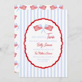 Preppy Boys Red White & Two Patriotic Birthday Einladung