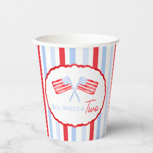 Preppy Boys Red White & Two Patriotic Birthday Pappbecher