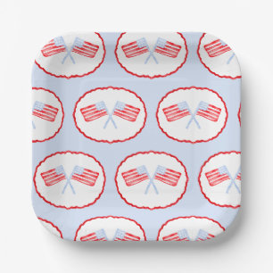 Preppy Boys Red White & Two Patriotic Birthday Pappteller