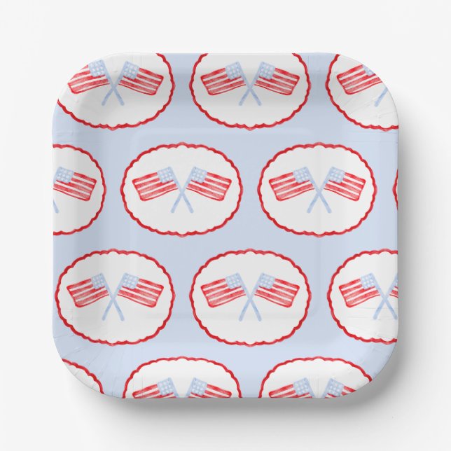 Preppy Boys Red White & Two Patriotic Birthday Pappteller (Vorderseite)