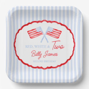 Preppy Boys Red White & Two Patriotic Birthday Pappteller