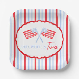 Preppy Boys Red White & Two Patriotic Birthday Pappteller