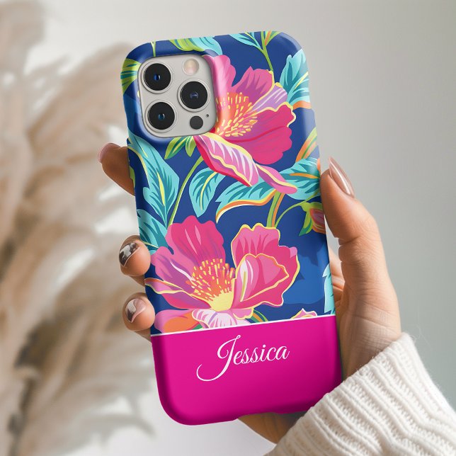 Preppy Bright Floral Personalized Phone Case (Von Creator hochgeladen)