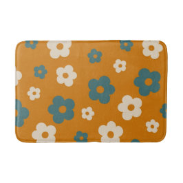 Preppy Brown Blue Floral Einfaches Muster für die  Badematte