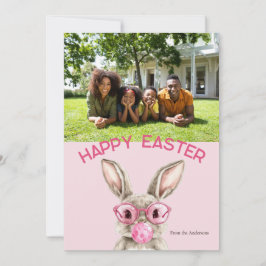 Preppy Bubblegum Bunny Custom Family Foto Oster Feiertagskarte