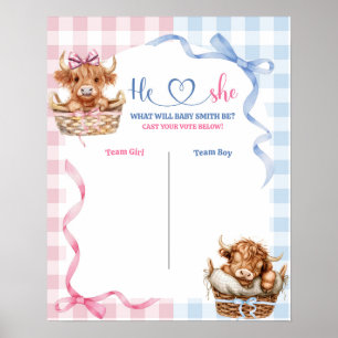 Preppy Bull oder Heifer Gender Reveal Board Poster