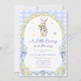 Preppy Bunny Floral Rabbit Gingham Boy Baby Shower Einladung